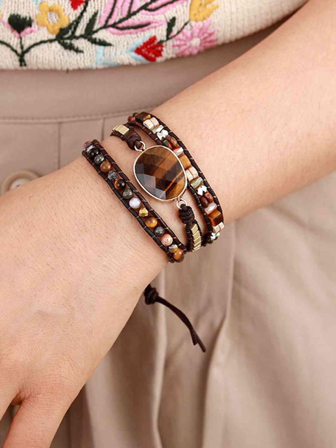 Natural Stone Triple-Layer Bracelet